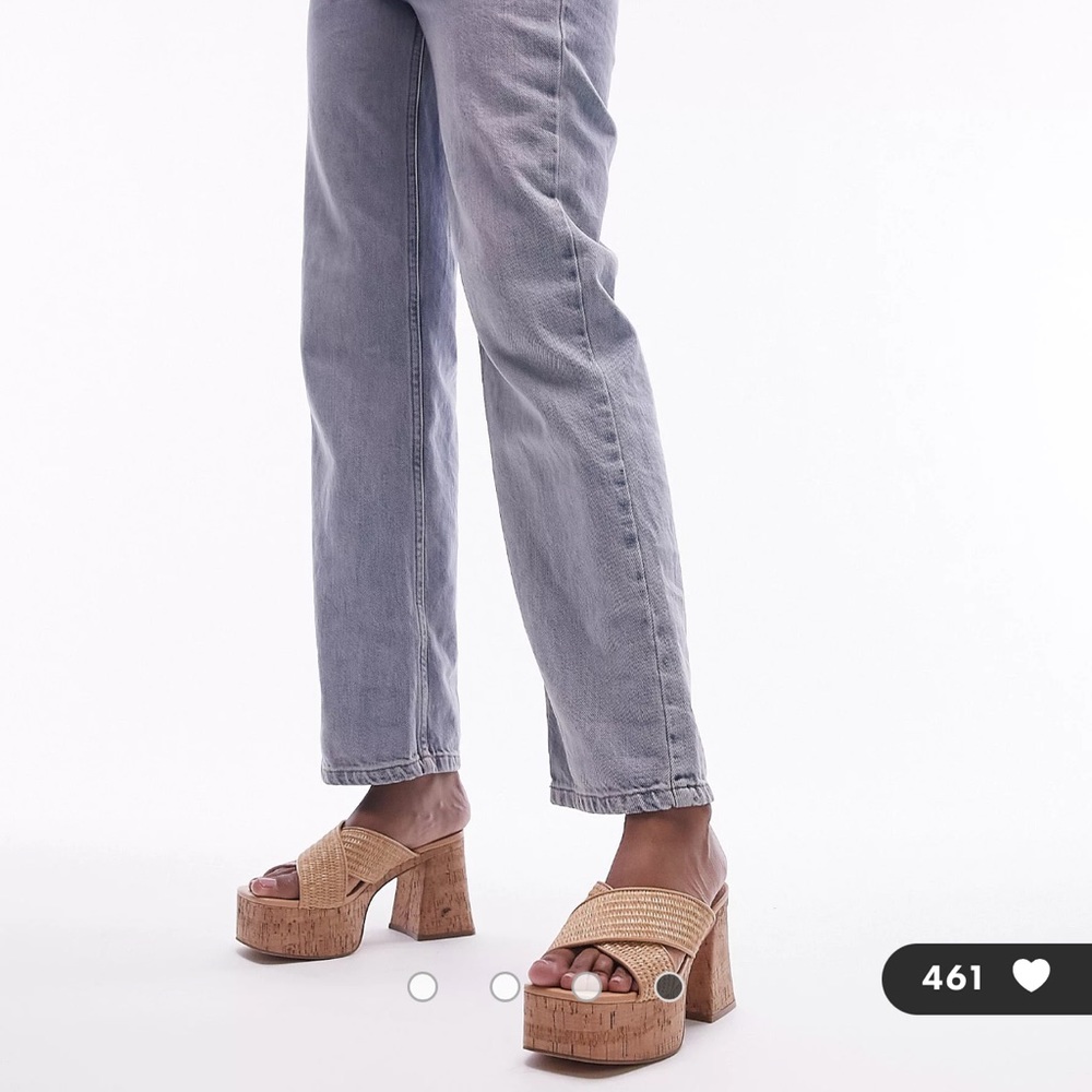 Topshop Iris cross strap heeled mule in natural